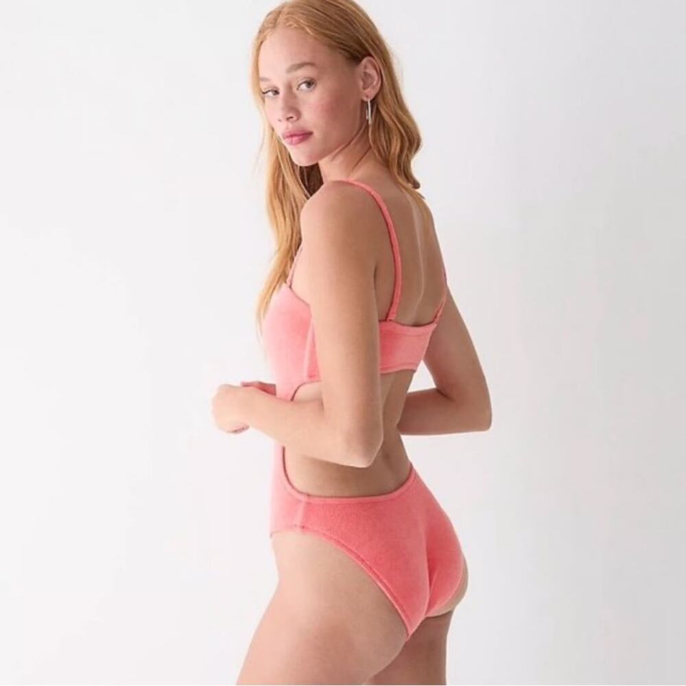 J. Crew Peach Cutout Bandeau One-Piece in Terry Size 18